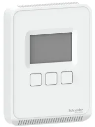 Schneider Electric SLPSLCV2 SLP Serie, Raumfühler, CO2, VOC, Luftfeuchtigkeit, Temperatur, LCD, BACnet MSTP/Modbus Ausgänge, matt weiß