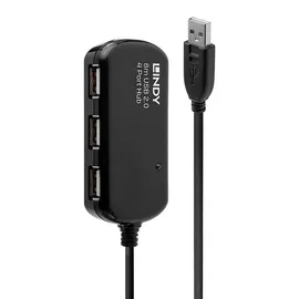 Lindy 42781 USB-Hub 4 Port USB-A USB 2.0 480MBit/s mit eingebautem Repeater