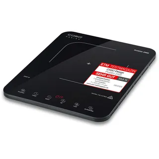 CASO Design CASO ProSlim 2000 - Mobiles Induktionskochfeld, 2000W, 10 Leistungs- & Temperaturstufen, Sensor-Touch, LED-Anzeige, Auto-Topferkennung, Timer, Überhitzungsschutz, Kindersicherung, Schwarz