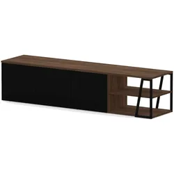 TemaHome TV-Bank »Albi TV Tisch, Lowboard, TV-Schrank, TV-Board, «, Großzügiger Stauraum mit Türen und offenen Fächern TemaHome Nussbaum/ Metall Schwarz
