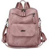 Puwuzixi Frauen Rucksack Wasserdicht Anti-Diebstahl Leichtgewicht PU Mode Reisen Mehrzweck Cabrio Geldbörse Umhängetasche Handtasche Rucksack(Pink)