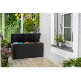 Keter Gartenbox Keter Aufbewahrungsbox SAMOA Anthrazit, 270 L, mit Rollen und Griffen grau