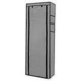 Intirilife Faltschrank 170x58x28 cm in ASCH GRAU - mit Reißverschluss Stoffschrank Kleiderschrank Schuhregal mit 9 Ablagefächern - Camping Steckschr