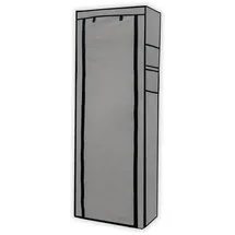 Intirilife Faltschrank 170x58x28 cm in ASCH GRAU - mit Reißverschluss Stoffschrank Kleiderschrank Schuhregal mit 9 Ablagefächern - Camping Steckschr