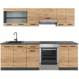 240 cm Eiche/Anthrazit AP Schwarz gemustert