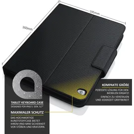 Aplic Tablet Bluetooth Tastatur mit Kunststoffcase für Apple iPad 9.7" Funktionstasten / QWERTZ - Schwarz