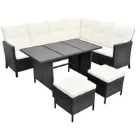 vidaXL 4-tlg Garten-Lounge-Set mit Auflagen Poly Rattan Schwarz Modell 33