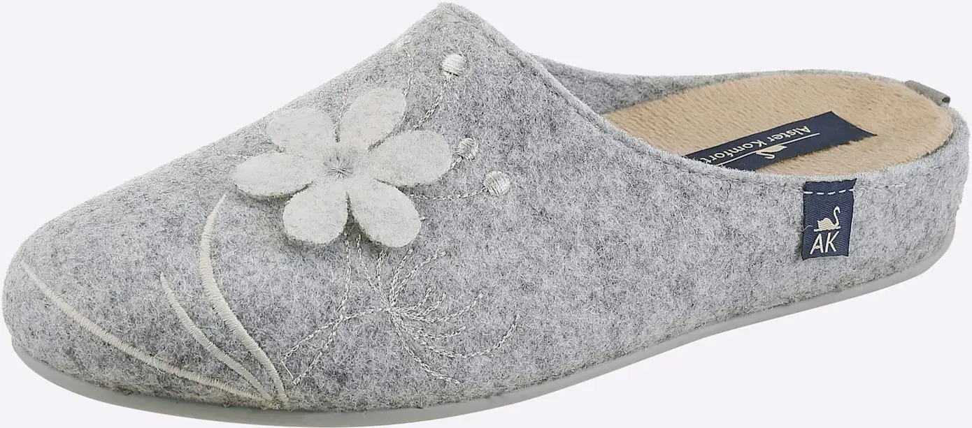 Pantoffel LADY, Damen, Gr. 39, grau, Filz, Schuhe