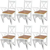 vidaXL Esszimmerstühle 6 Stk. Weiß Kiefernholz