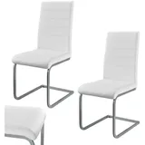 Juskys Freischwinger Stuhl Vegas 2er Set mit Kunstleder Weiß