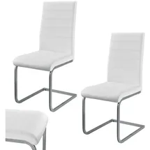 Juskys Freischwinger Stuhl Vegas 2er Set mit Kunstleder Weiß