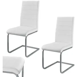 Juskys Freischwinger Stuhl Vegas 2er Set mit Kunstleder Weiß