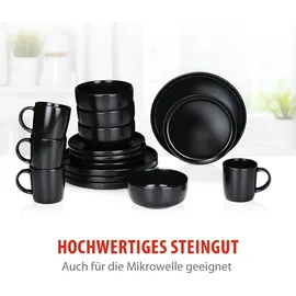 Alpina Geschirrset 16-tlg. 4 Personen schwarz