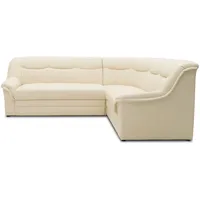 DOMO. collection Berlin Sofa/klassisches Ecksofa/Zeitlose Eckcouch mit Schlaffunktion/weiches Kunstleder/Maße: 244 x 205 cm (B/T) / Farbe: beige (Creme)