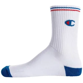 Champion Unisex Socken, 3 Paar - Crew Socken, Logo, Streifen Weiß/Grau/Schwarz EU 35-38