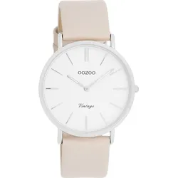Quarzuhr OOZOO, beige, Armbanduhren, Damen, Armbanduhr, Damenuhr, Lederarmband, analog