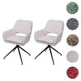 2er-Set Esszimmerstuhl HWC-N74, Küchenstuhl, drehbar Auto-Return, Stoff Chenille (490g/m2) Öko-Tex ~ creme
