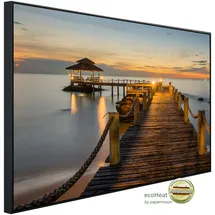 Papermoon Infrarotheizung Bewaldeter Brückenpfeiler zwischen Sonnenuntergang, sehr angenehme Strahlungswärme bunt