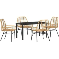 VidaXL 5-teiliges Garten-Dining-Set Braun Poly-Rattan