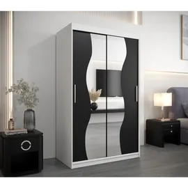 abiks möbel Schwebetürenschrank MADRYT 120 x 200 x 62 cm Schwarz/Weiß