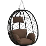 vidaXL Hängendes Ei-Stuhl Kaffeebraun 91,5 x 54,5 x 107 cm Poly-Rattan - Braun
