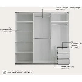 SchlafKONTOR Schiebetürenschrank Carano 215 x 204 x 63 cm Weiß