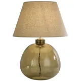 Licht-Erlebnisse Nachttisch Leuchte Glas Stoff Schirm 56,5 cm Grün Natur E27 Tischlampe Schlafzim