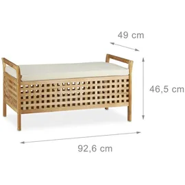 Relaxdays Sitzbank Walnuss mit Stauraum Weiß,Hellbraun