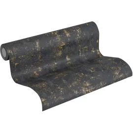 A.S. Création Vliestapete Used Look 10,05 m x 0,53 m 230782 Schwarz/Gold