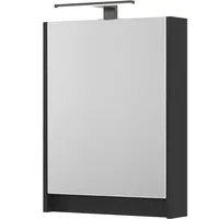 Planetmöbel Spiegelschrank mit LED-Beleuchtung Schwarz matt 50 cm
