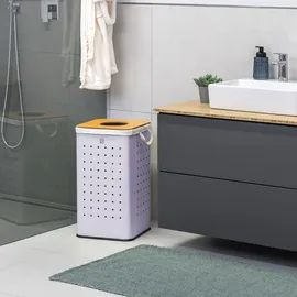 ELUNO eckige Wäschetonne, Wäschekorb, Wäschesammler mit waschbarem Wäschesack und abnehmbaren Deckel, 50 Liter Fassungsvermögen für Schlafzim...