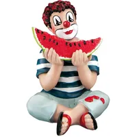 Gilde Gildeclown Deko Figur Clown 'Sommer Snack' - Clownfigur sitzend mit Melone - Mehrfarbig Höhe 8 cm