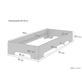 Erst-Holz Robustes Bettgestell 80 x 190 cm braun