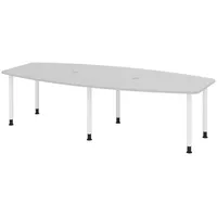 Bümö Konferenztisch, Grau, Weiß, Nachbildung, Oval, 280x74x130 cm, FSC