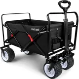 Famanu Strandwagen mit großen Rädern - Faltbar und drehbare Vorderräder - Für jedes Terrain - Schwarz