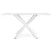 Tisch May 160 x 90 x 76 cm Stahl und Glas Esstisch Esszimmer Holztisch Neu