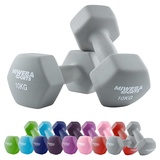 Miweba Sports Neopren Hantelset NKH100 | Profi Hantel - Hexagon Hanteln Set - Kurzhanteln - Kurzhantel Set - Gymnastikhanteln - Hantel Set - Dumbbell - 0,5-10 Kg (2X 10.0 kg, Grau)