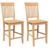 vidaXL Barhocker 2 Stk. Natur Massivholz Gummibaum