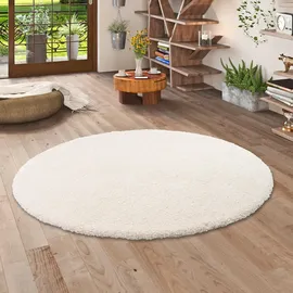 Snapstyle Luxus Hochflor Shaggy Teppich Dream Beige, 200cm Rund,