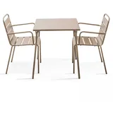 Oviala Palavas Gartenset Tisch quadratisch 3-tlg. mit Armlehnen Mol