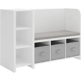 [en.casa] Sitzbank Høylandet Weiß/Grau 76 x 112 x 40 cm