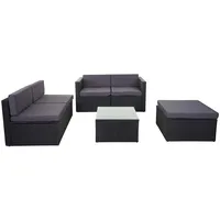 Mendler Poly-Rattan-Garnitur HWC-D24, Garten-/Lounge-Set Sofa ~ anthrazit, Polster dunkelgrau