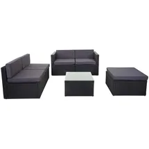 Mendler Poly-Rattan-Garnitur HWC-D24, Garten-/Lounge-Set Sofa ~ anthrazit, Polster dunkelgrau