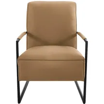 K+W Komfort & Wohnen Cocktailsessel K+W KOMFORT & WOHNEN, braun (cognac), B:62cm H:77cm T:83cm, Sessel, Cocktailsessel, mit bezogenen Armlehnen, Gestell in Metall schwarz Struktur