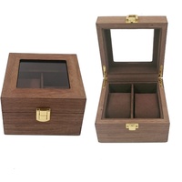 YOYUMI Uhrenbox Leder Paar 2 Slots Uhrenaufbewahrungsbox Offenes Dachfenster Displaybox 2Er Pack Holzuhrenaufbewahrungsbox