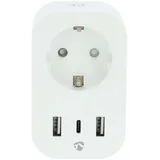 Nedis SmartLife Smart Stecker 3680W, 1x USB-C/2x USB-A, Typ F Smart-Steckdose (WIFIP151FWT)
