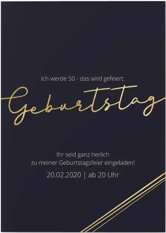 Einladungskarten zum Geburtstag online gestalten und bestellen - Goldener Geburtstag - Blau | Wunderkarten.de