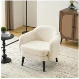 LuxusKollektion Cocktailsessel Sessel Cocktailsessel Loungesessel Clubsessel 113kg Teddy-stoff Weiß beige