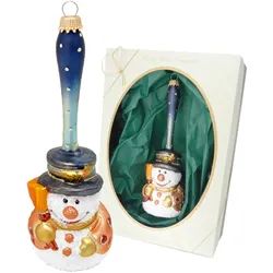 Krebs Glas Lauscha Multicolor 25cm Schneemann-Glocke, Glasornament, mundgeblasen und handdekoriert