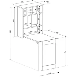 BIM Furniture Klappbarer Wandhängeschreibtisch TILT sonoma eiche